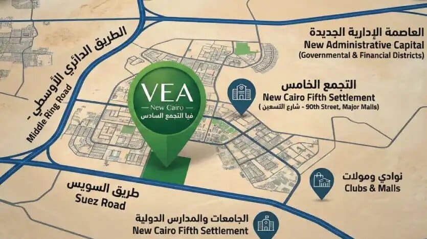 خريطة التجمع السادس كمبوند فيا Compound Vea